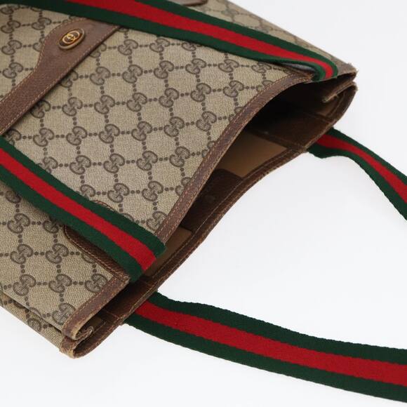GUCCI GG Supreme Web Sherry Line Tote Bag Pvc Beige 001 080 494 - Picture 6 of 16